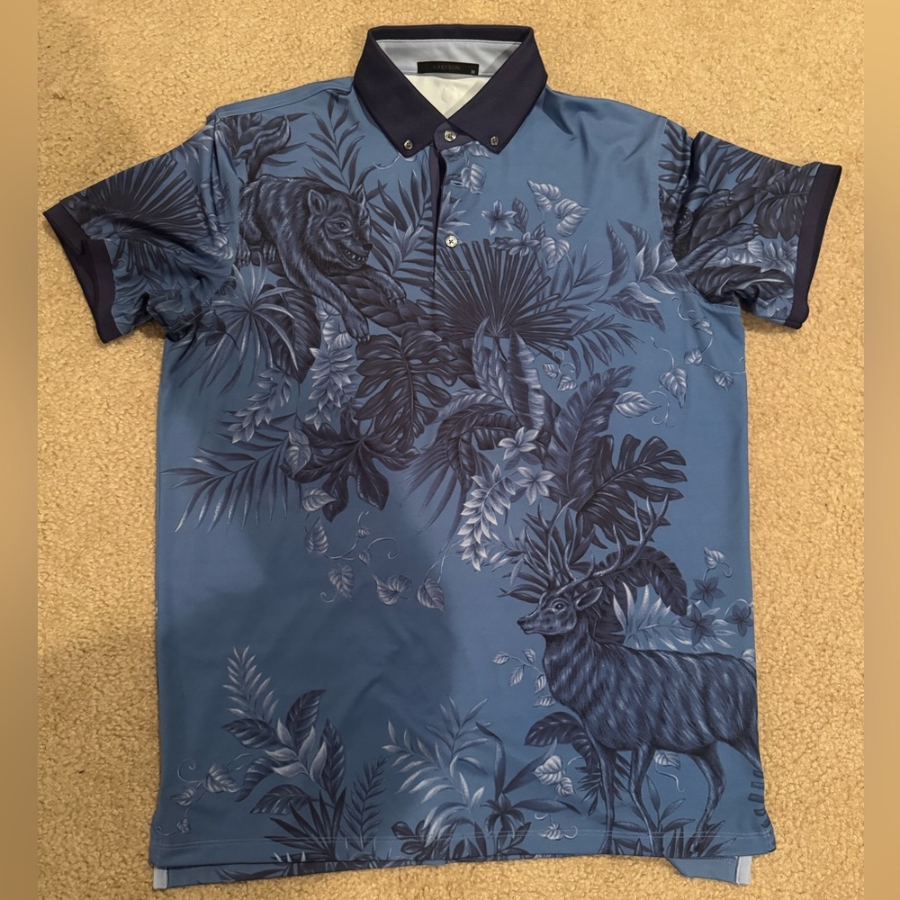 Greyson Blue Polo with Botanical Design